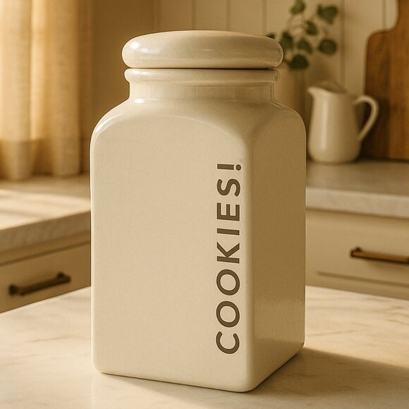 Vintage Claire Wilson's Large Ceramic Cookies Canister "Point Claire" Line - Picture 1 of 8